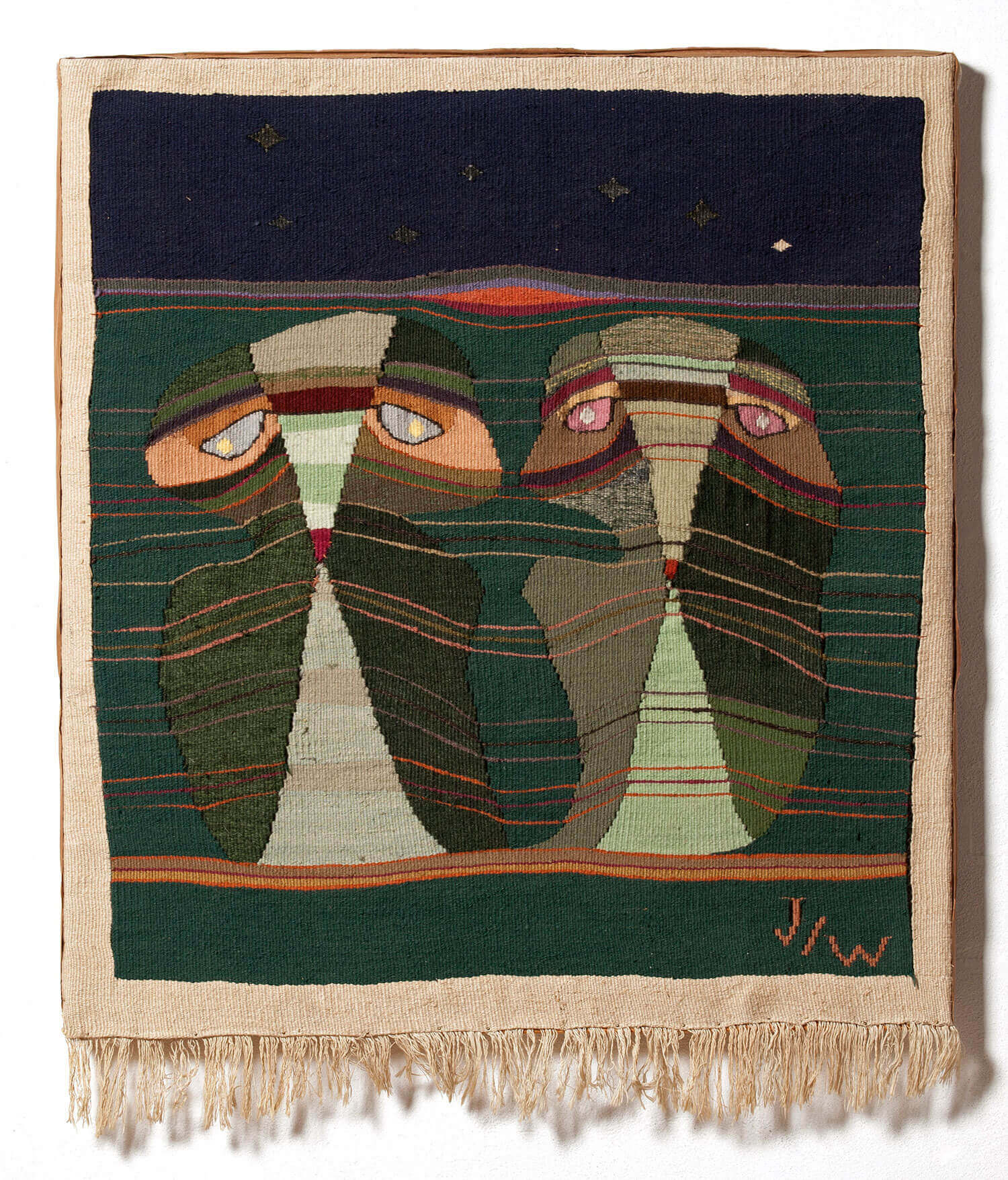 Asger Jorn og Pierre Wemaëre:  KÆRREN, 1947   Billedtæppe 76 x 68,5 cm