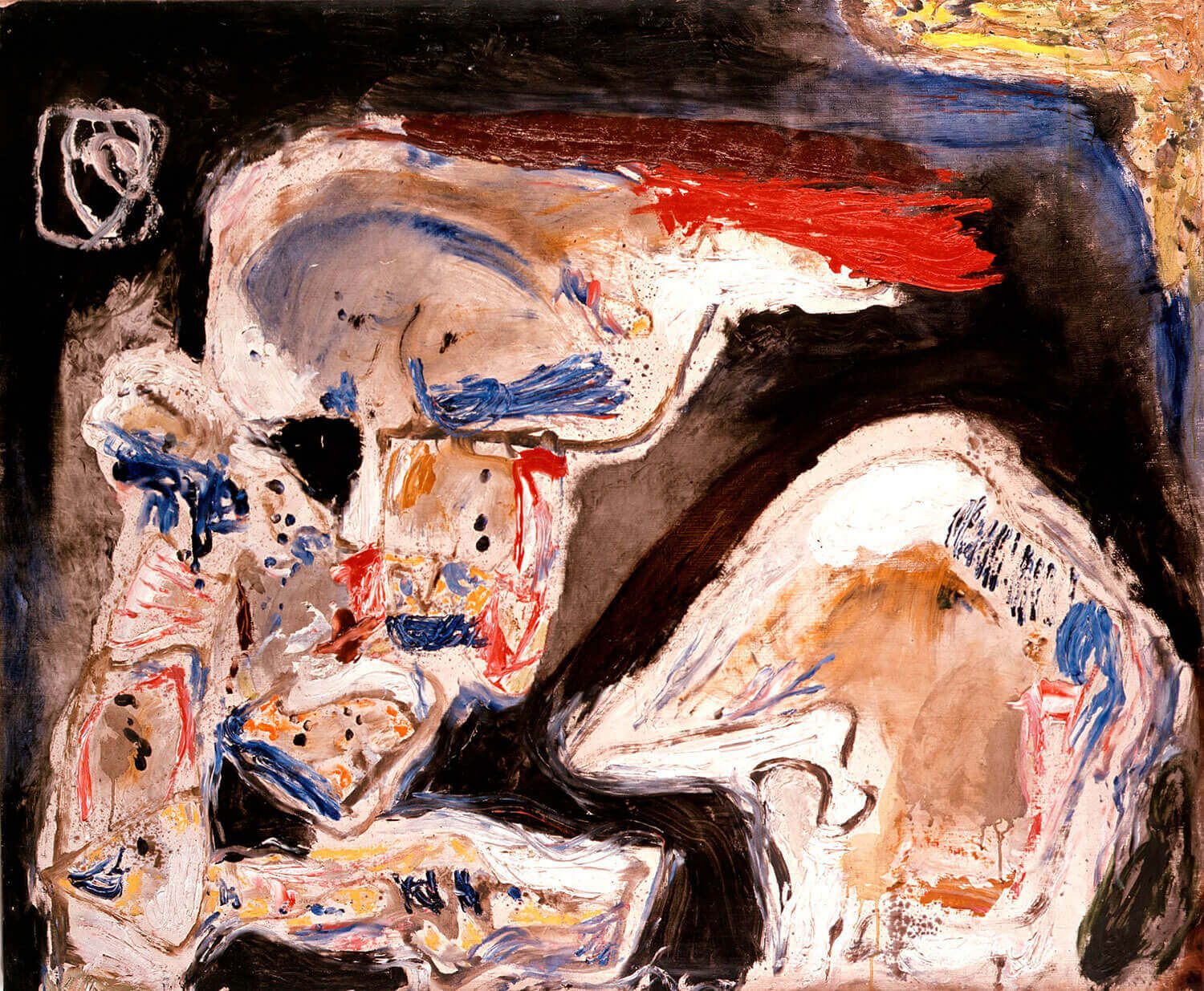 Asger Jorn:  NOCTURNE II, 1956 Olie på lærred 10,3 x 12,6 cm